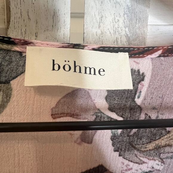 BOHME Women's Medium Top Short Floral Pajama Set Pink Rayon Loungewear Romantic - Picture 9 of 12